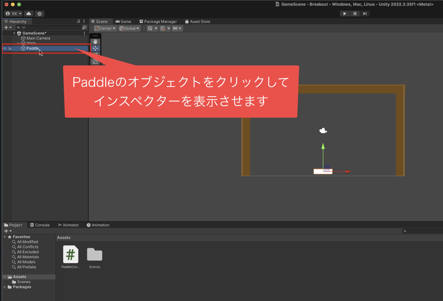 Paddleのオブジェクトをクリックした画像