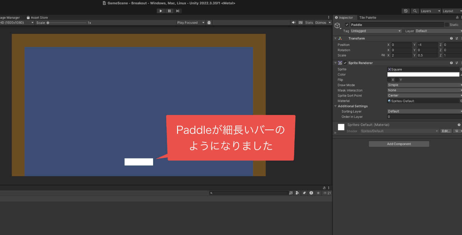 Paddleが細長いバーのようになった画像