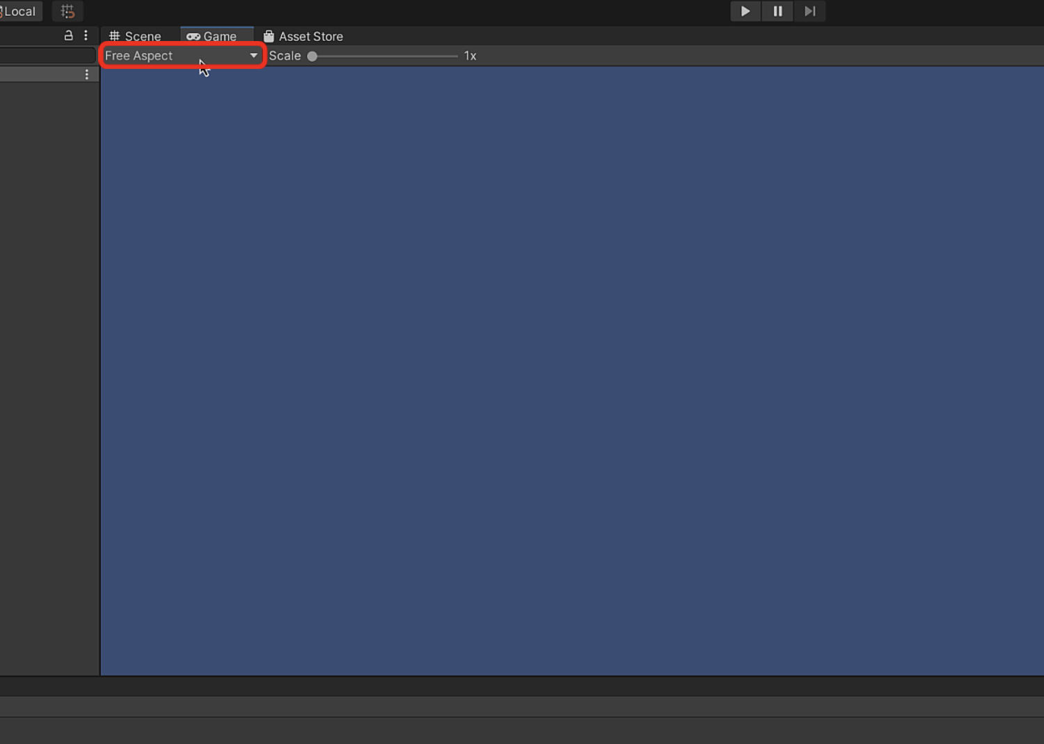 フリーアスペクトという部分をクリックします