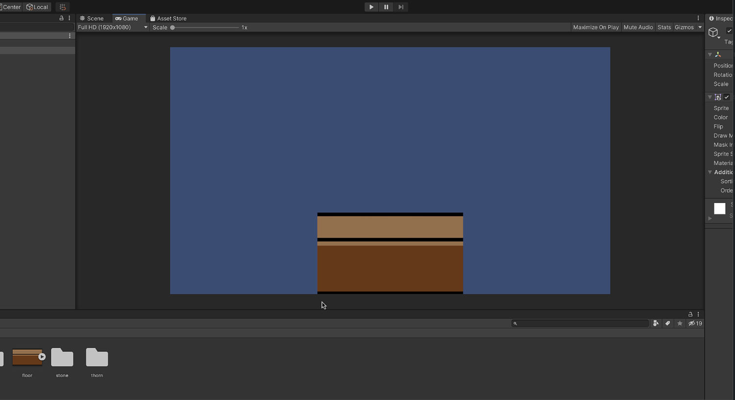 移動させたfloorをゲームビューで確認している画像