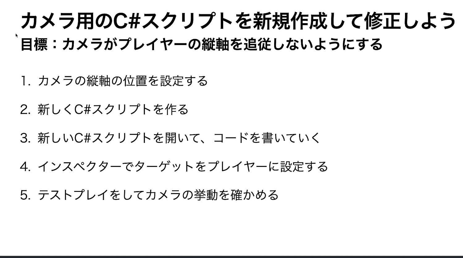 カメラ用のC#スクリプトを新規作成して修正しようの手順画像